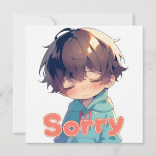 Sorry Anime Boy Sad Face Holiday Card