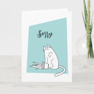Sorry Apologise Regrets Cat Plant Greeting Card