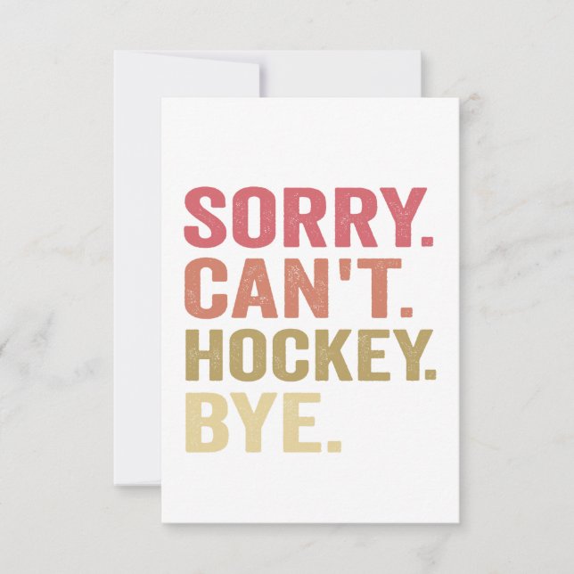 Sorry Can't Hockey Bye Funny Hockey Lover Retro  Thank You Card (Front)