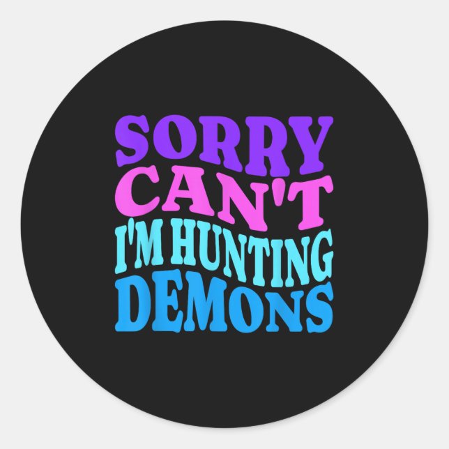 Sorry Can't Hunting Demons Korean P Music Hallowee Classic Round Sticker (Front)