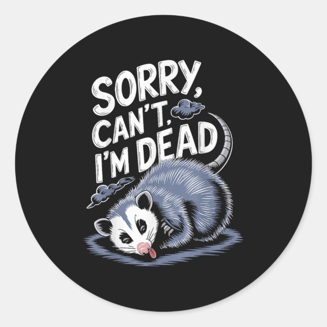 Sorry Can't I'm Dead Funny Ssum Character Playing  Classic Round Sticker (Front)
