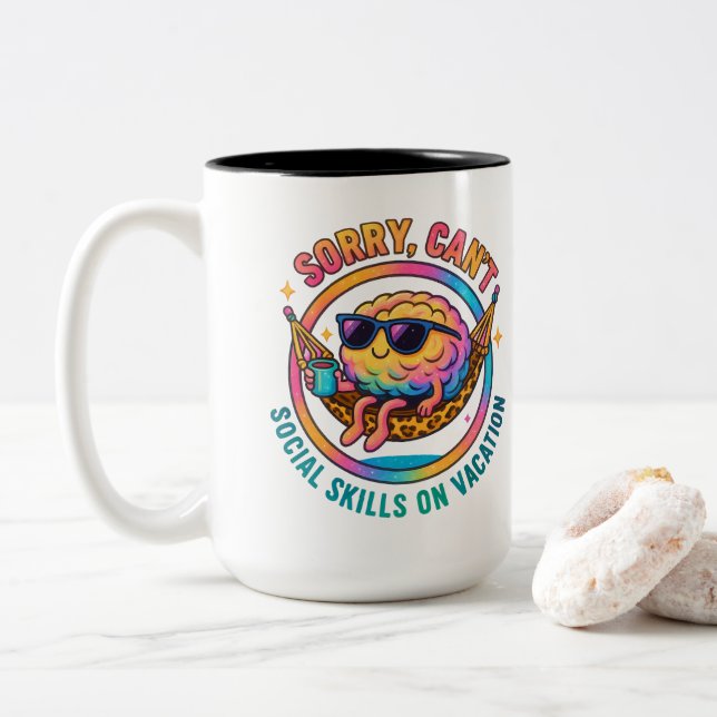 Sorry Can't.... Two-Tone Coffee Mug (With Donut)