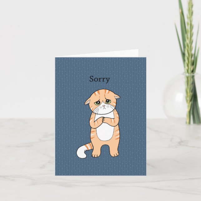 Sorry Cat Cute Sad Orange Tabby Cat Apology Card (Front)