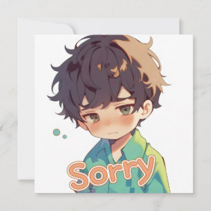 Sorry Cute Sad Boy Anime Holiday Card