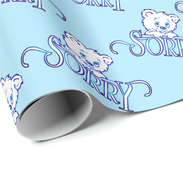 SORRY EYES BEAR ON LIGHT BLUE WRAPPING PAPER (Roll Corner)