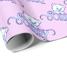 SORRY EYES BEAR ON PINK WRAPPING PAPER