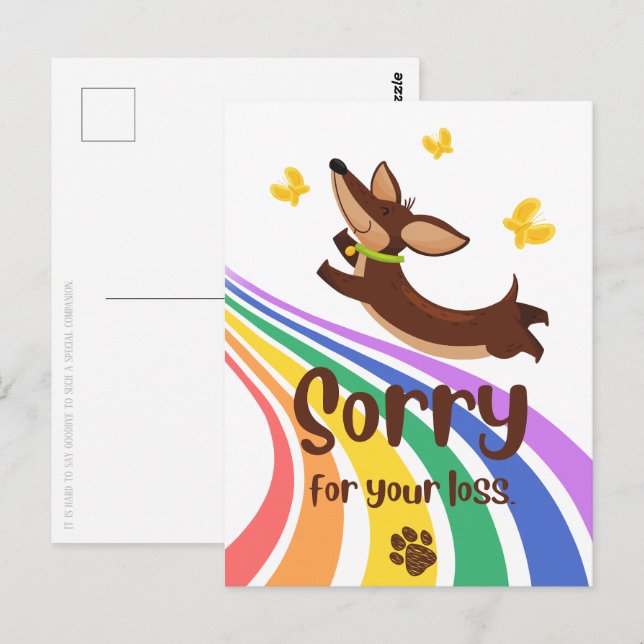 Sorry for the Loss of Your Dog Postcard (Front/Back)
