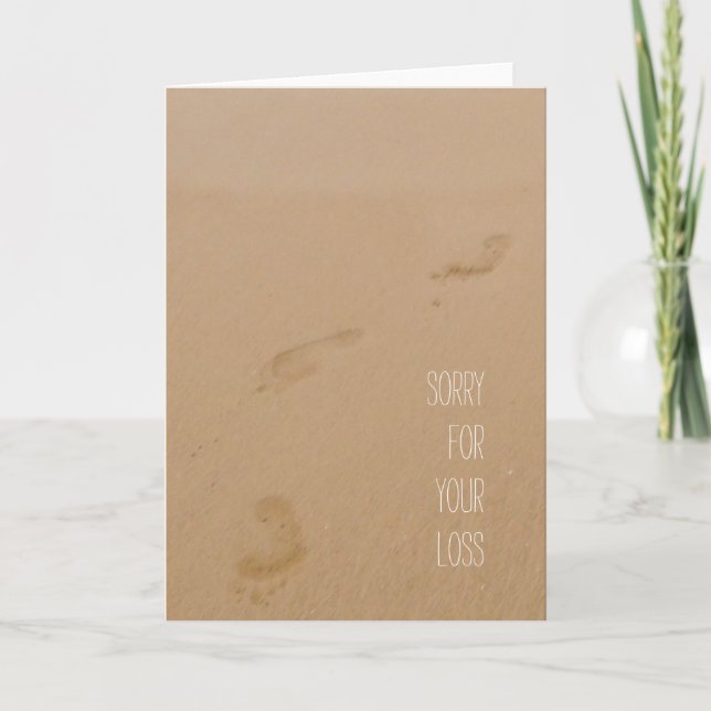 Sorry for Your Loss Footprints in Sand Card (Front)