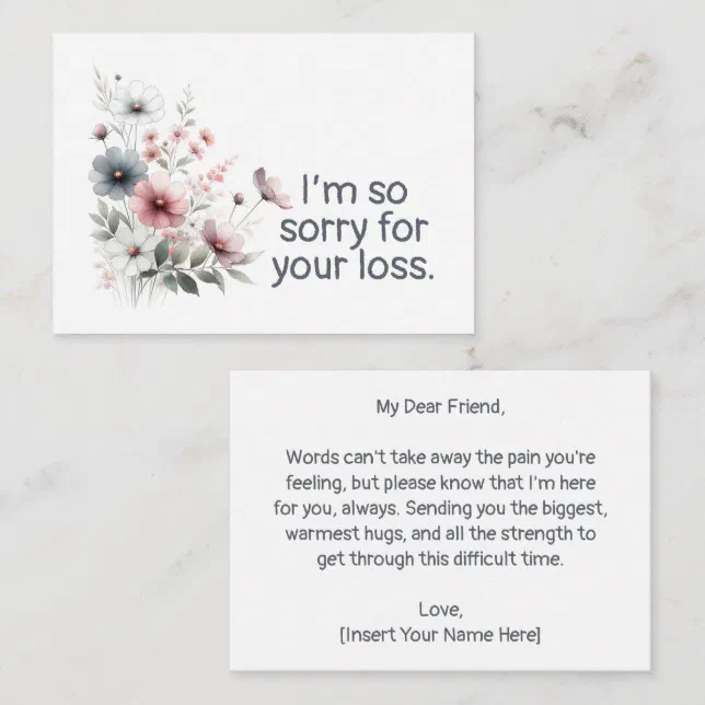 Sorry For Your Loss Sympathy Condolence Card | Zazzle