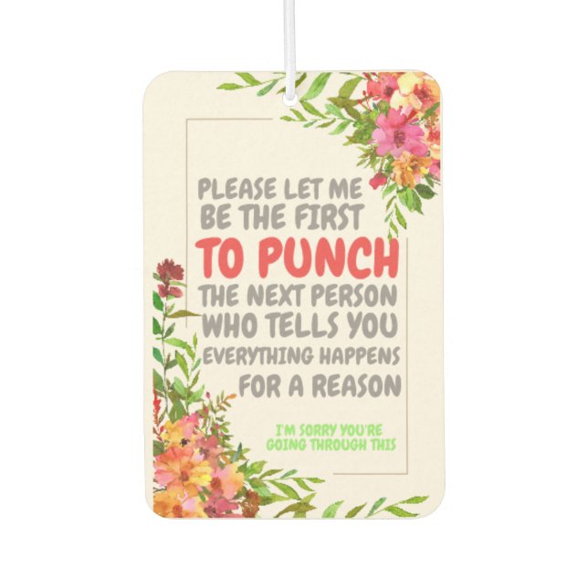 Sorry for Your Loss Sympathy Deepest Regrets Car Air Freshener (Front)