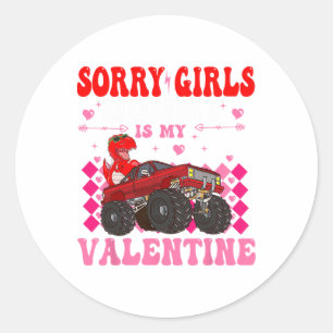 Sorry Girls Mom Is My Valentine Toddler Boy Valent Classic Round Sticker
