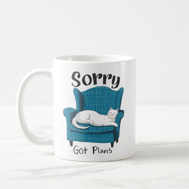 Sorry Got Plans Funny Cat Lover Gift  Coffee Mug (Left)