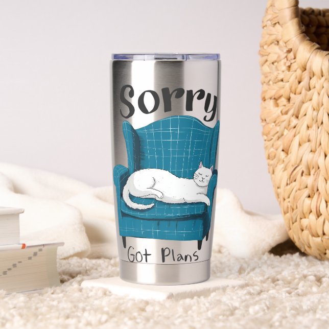 Sorry Got Plans Funny Cat Lover Gift  Insulated Tumbler (Living Room (Rotated))