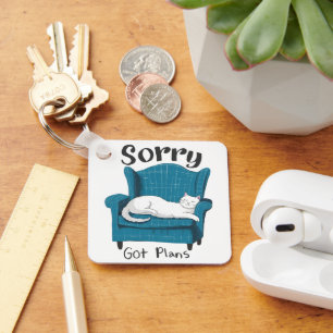 Sorry Got Plans Funny Cat Lover Gift Key Ring