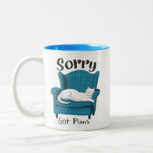 Sorry Got Plans Funny Cat Lover Gift  Two-Tone Coffee Mug