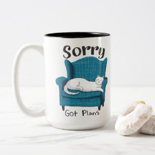 Sorry Got Plans Funny Cat Lover Gift Two-Tone Coffee Mug