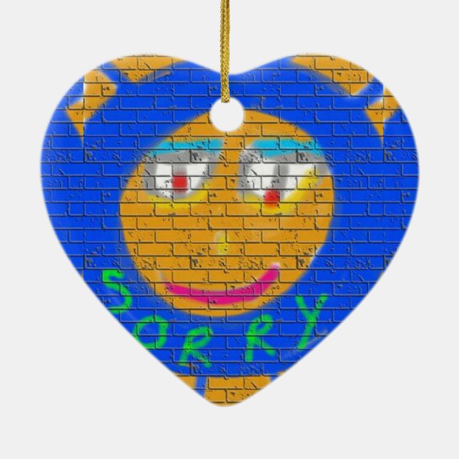 Sorry Graffiti, Art Sad Face, Sadness Regret Ceramic Tree Decoration (Back)