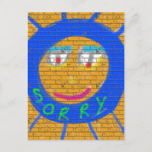 Sorry Graffiti, Art Sad Face, Sadness Regret Postcard