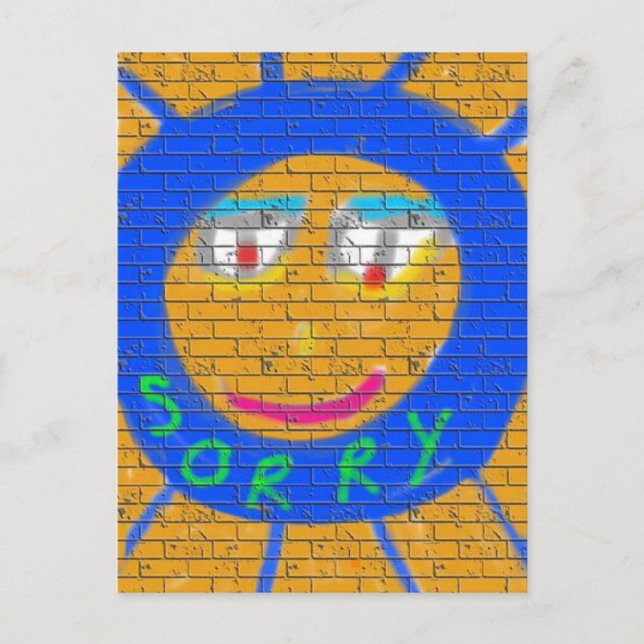 Sorry Graffiti, Art Sad Face, Sadness Regret Postcard (Front)