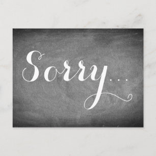 Sorry Handwriting Typography Black White Chalks Postcard
