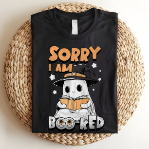 Sorry I am Booked Bookworm Halloween Ghost Boo Pun Tri-Blend Shirt