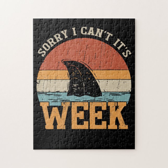 Sorry I Can't Its Week Funny Shark Gifts Jigsaw Puzzle (Vertical)