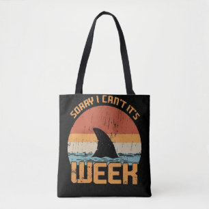 Sorry I Can't Its Week Funny Shark Vintage Gifts Tote Bag