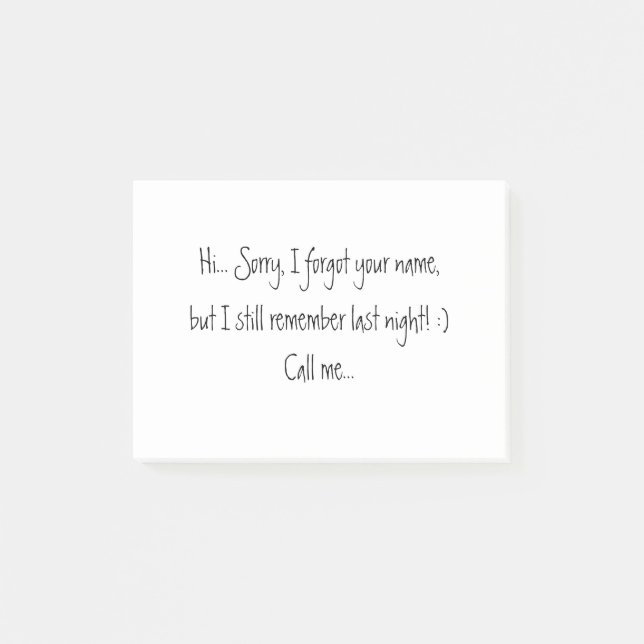 Sorry I forgot your name! Dating Love Black White Post-it Notes (Front)