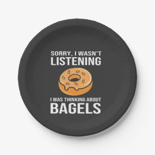Sorry I Was thinking about Bagels Jewish Hanukkah Paper Plate