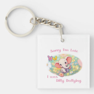 Sorry I'm Late Elephant Design Key Ring