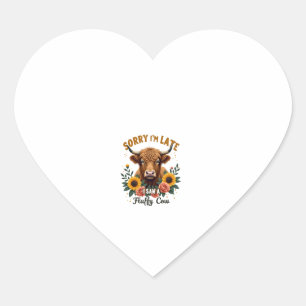 Sorry I'm Late I Saw a Fluffy Cow Vintage Highland Heart Sticker
