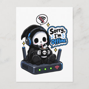 Sorry I'm offline introvert gamer humour Postcard