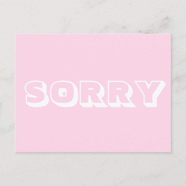 Sorry, light pink white modern bold postcard (Front)