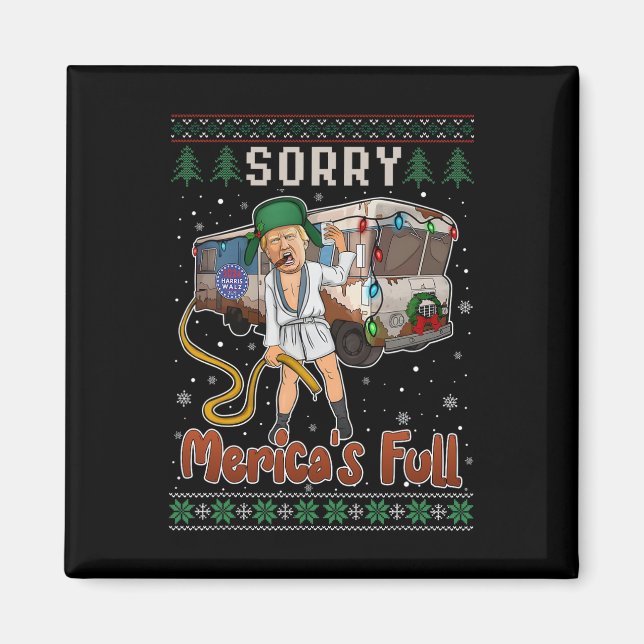 Sorry Merica's Full Funny Trump Mega Ugly Sweater  Magnet (Front)