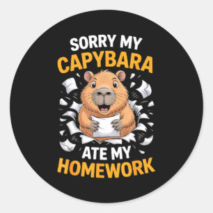 Sorry My Capybara Ate My Homework Funny Rodent Classic Round Sticker