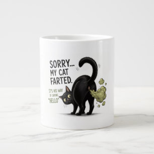 Sorry My Cat Farted Funny Black Cat Humour Large Coffee Mug