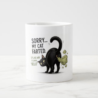 Sorry My Cat Farted Funny Black Cat Humour Large Coffee Mug