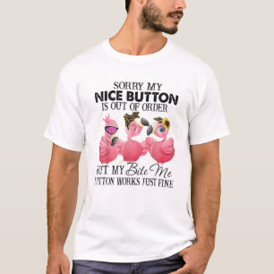Sorry My Nice Button Is Out Of Order Funny Flaming T-Shirt