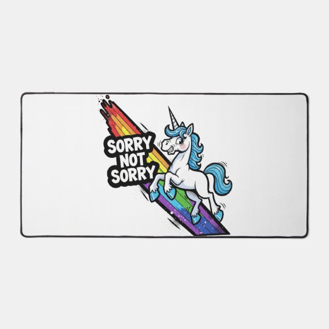Sorry not Sorry Unicorn Desk Mat (Front)