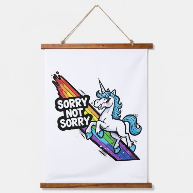 Sorry not Sorry Unicorn Hanging Tapestry (Front)