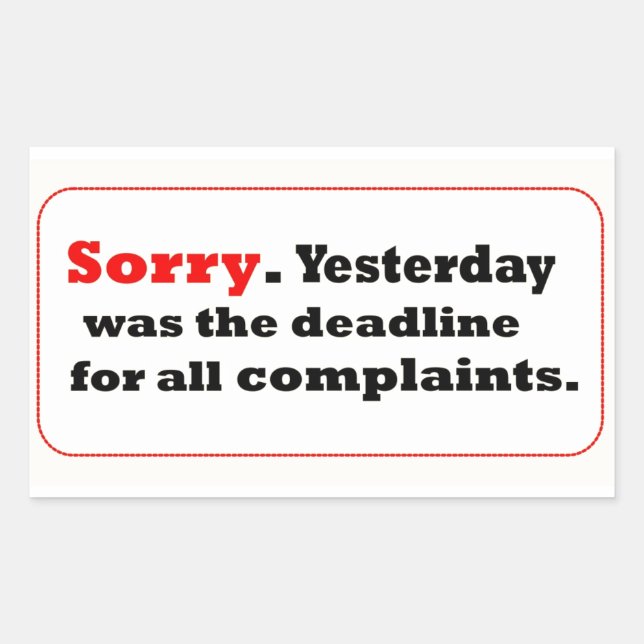 Sorry Rectangular Sticker (Front)