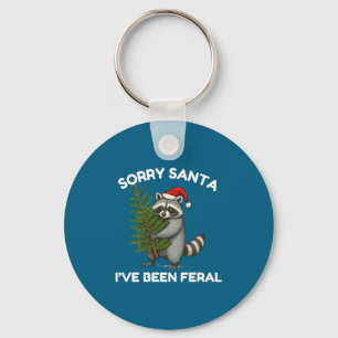 Sorry Santa I’ve Been Feral Funny Festive Raccoon Key Ring