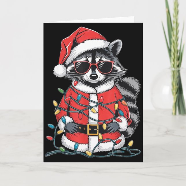 Sorry Santa I've Been Feral, Christmas Raccoon, Sa Card (Front)