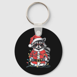 Sorry Santa I've Been Feral, Christmas Raccoon, Sa Key Ring