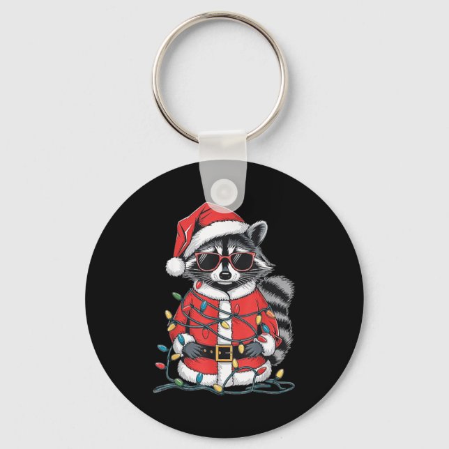 Sorry Santa I've Been Feral, Christmas Raccoon, Sa Key Ring (Front)