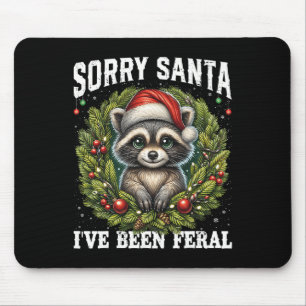 Sorry Santa Ive Been Feral Funny Racoon Xmas Ligh Mouse Mat