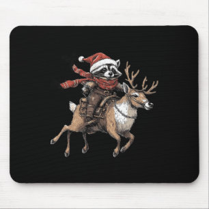 Sorry Santa Ive Been Feral Racoon Riding Reindeer Mouse Mat