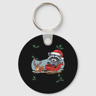 Sorry Santa I've Been Feral Racoon Xmas Lights Re Key Ring