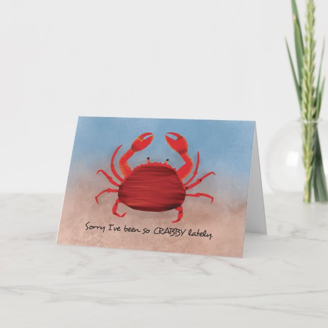 Sorry So Crabby Humourous Apology Card (Front)