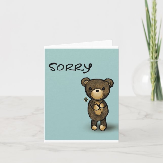 Sorry Teddy Bear Apology Cute cartoon Sweet Card (Front)